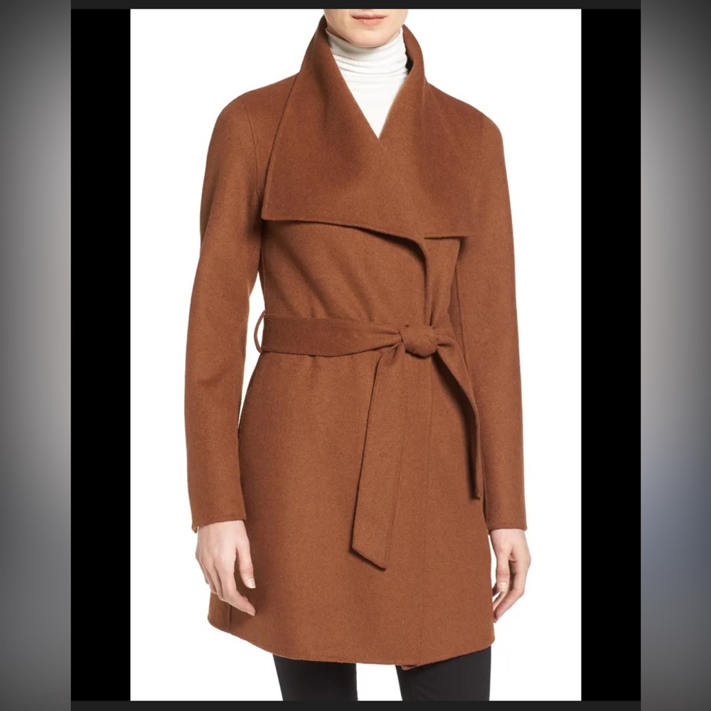 Tahari Ella wool blend Camel  Wrap Coat